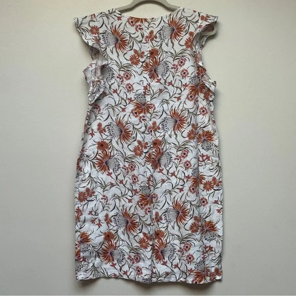 Joie Ruffle Sleeve Linen Floral Mini Dress Size Medium - Picture 2 of 8